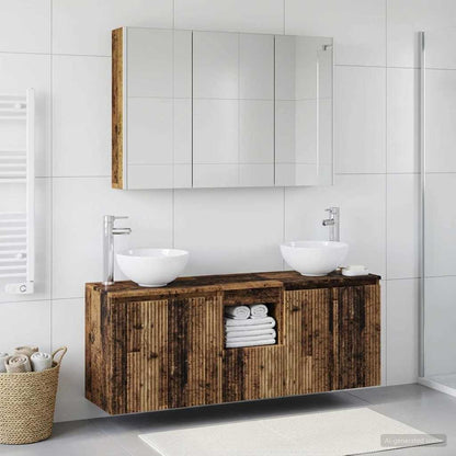 Bathroom Cabinet Set 4 pcs Old Wood Engineered Wood