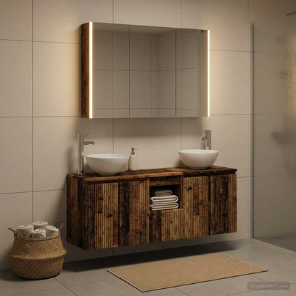 Bathroom Cabinet Set 4 pcs Old Wood Engineered Wood