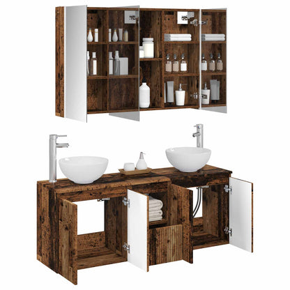 Bathroom Cabinet Set 4 pcs Old Wood 103.5 x 15.5 x 70 cm