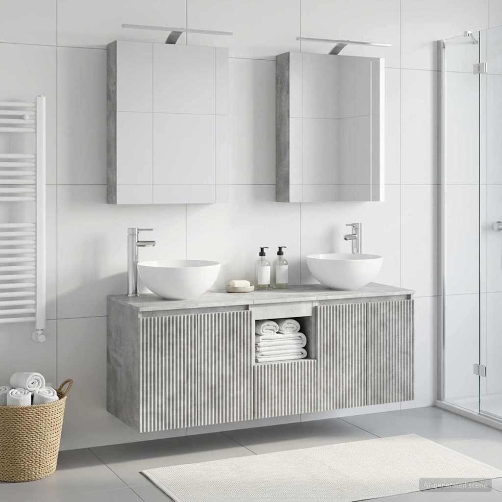 Bathroom Cabinet Set 5 pcs Concrete Grey Engineered Wood
