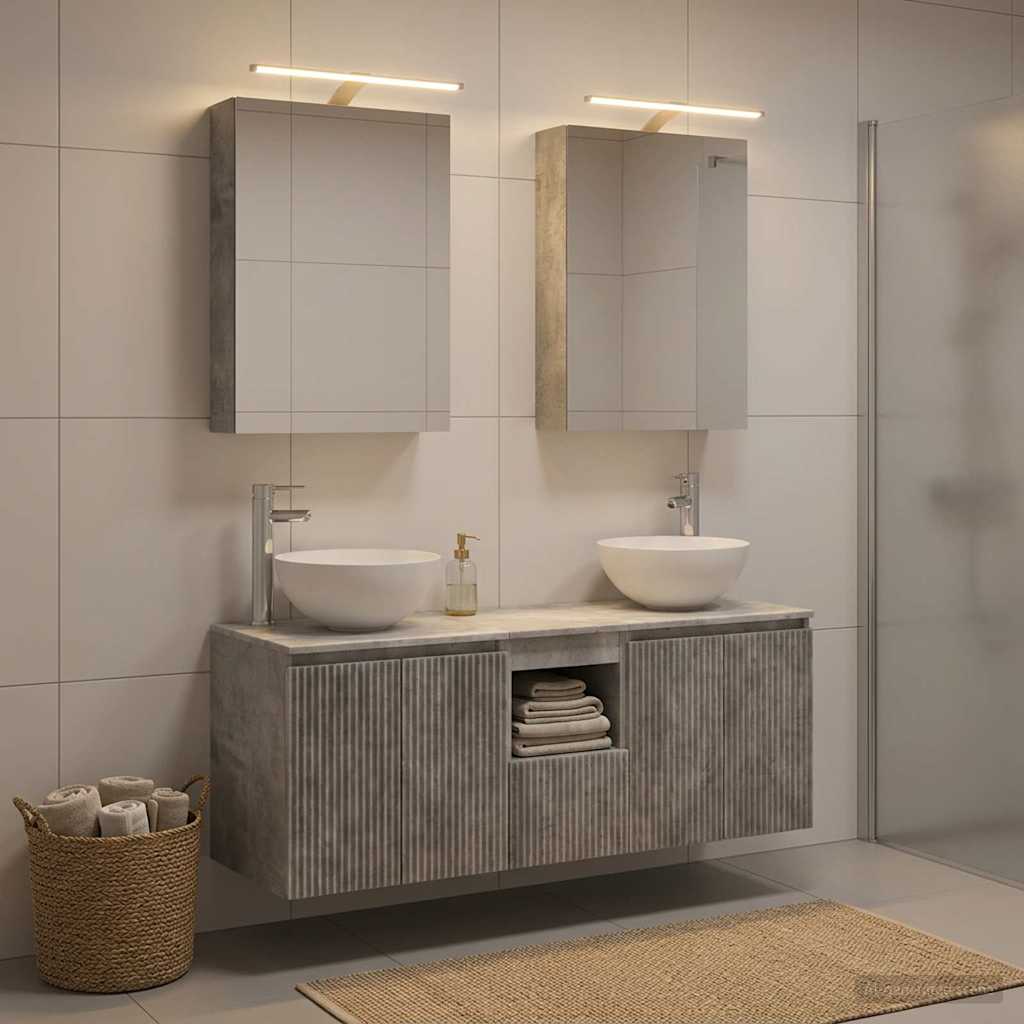 Bathroom Cabinet Set 5 pcs Concrete Grey Engineered Wood