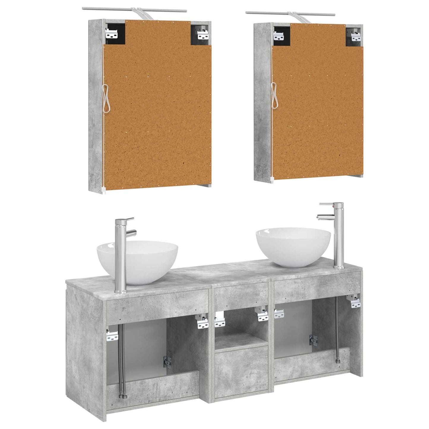 Bathroom Cabinet Set 5 pcs Concrete Grey Engineered Wood