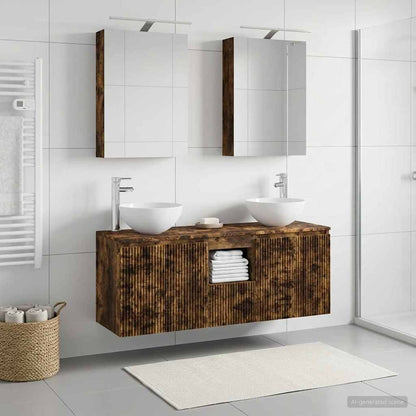 Bathroom Cabinet Set 5 pcs Smoked Oak Engineered Wood