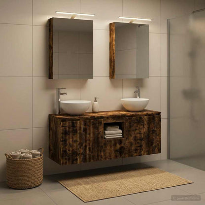 Bathroom Cabinet Set 5 pcs Smoked Oak Engineered Wood