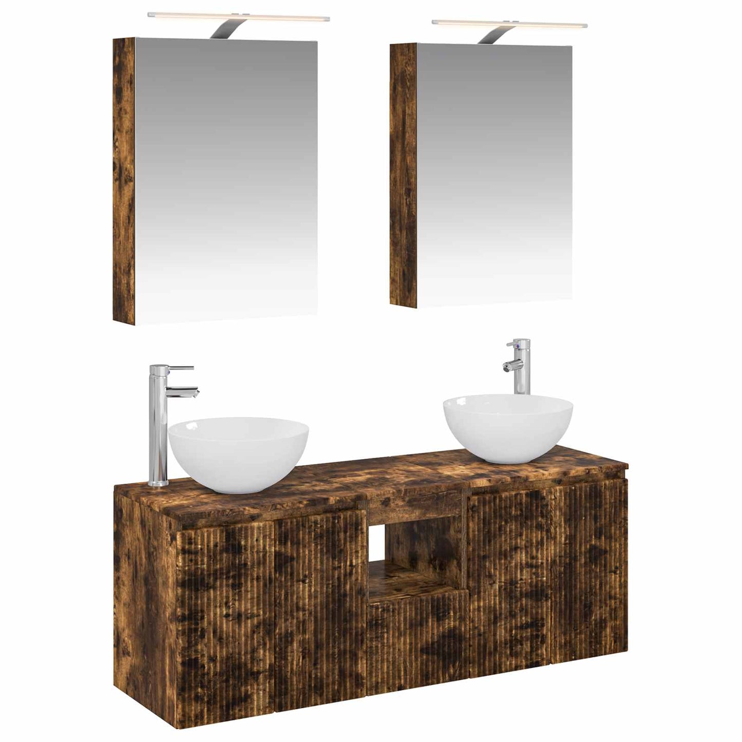 Bathroom Cabinet Set 5 pcs Smoked Oak 50 x 14.5 x 70 cm