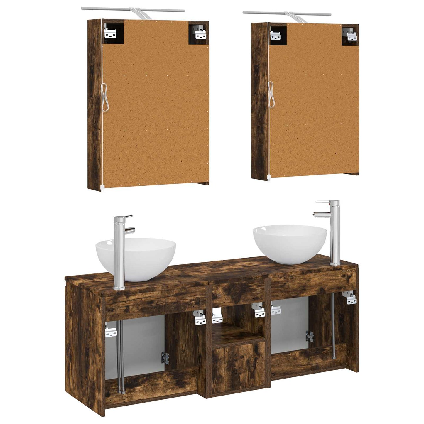 Bathroom Cabinet Set 5 pcs Smoked Oak 50 x 14.5 x 70 cm