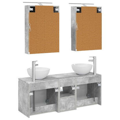 Bathroom Cabinet Set 5 pcs Concrete Grey 50 x 14.5 x 70 cm