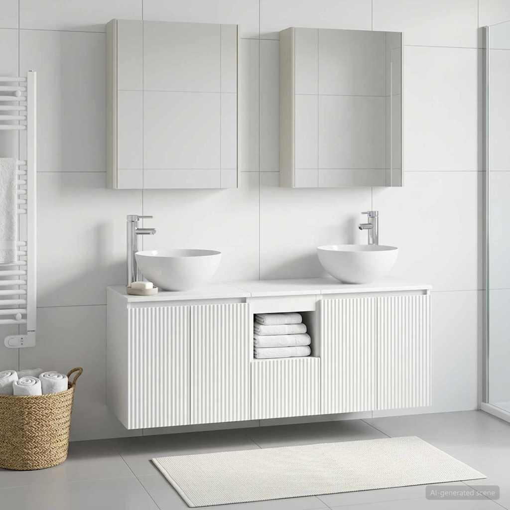 Bathroom Cabinet Set 5 pcs White Engineered Wood