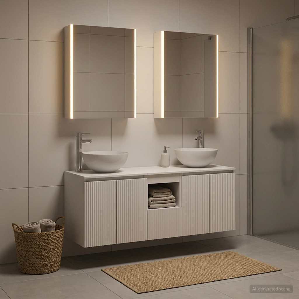 Bathroom Cabinet Set 5 pcs White Engineered Wood