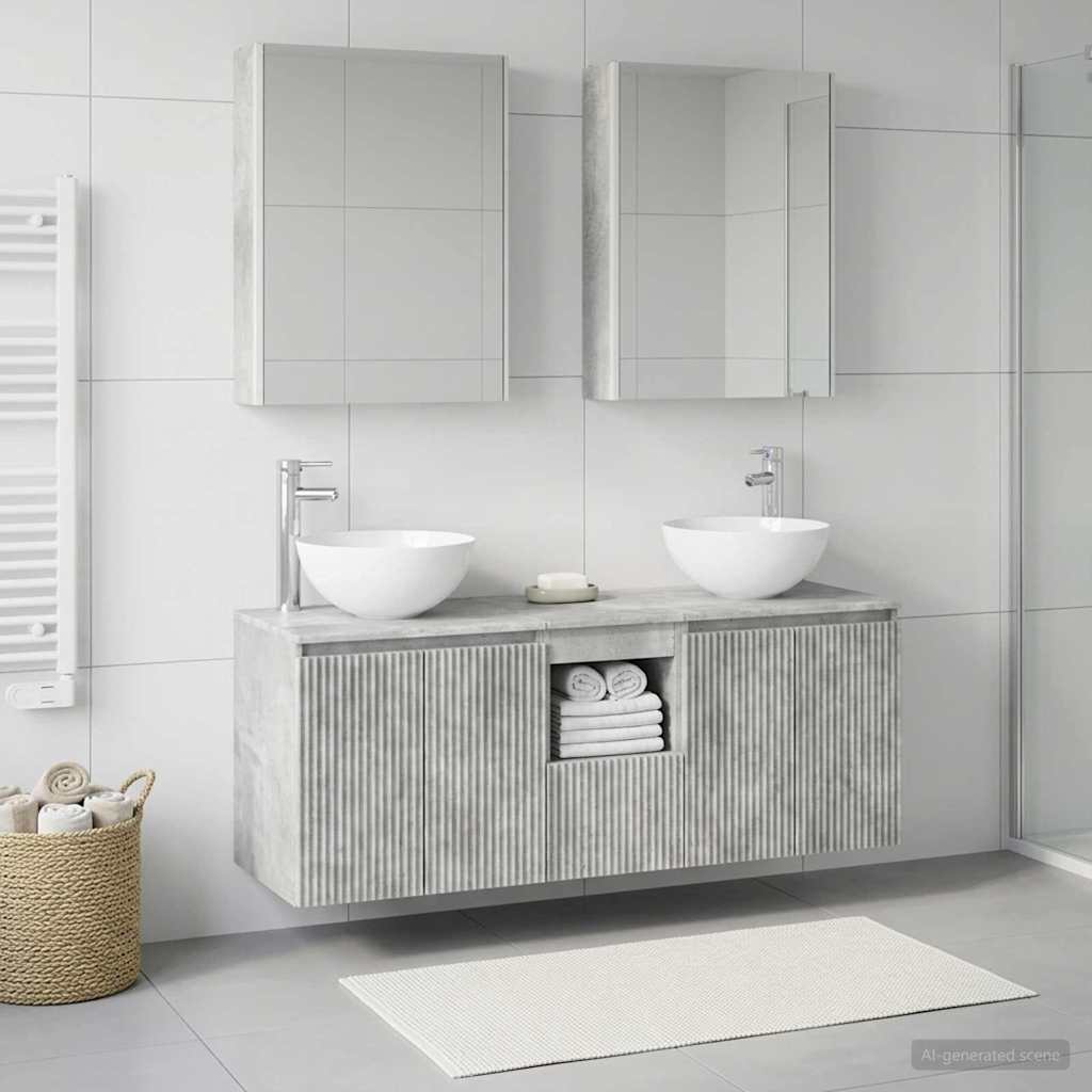 Bathroom Cabinet Set 5 pcs Concrete Grey Engineered Wood
