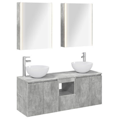 Bathroom Cabinet Set 5 pcs Concrete Grey 53 x 15.5 x 70 cm