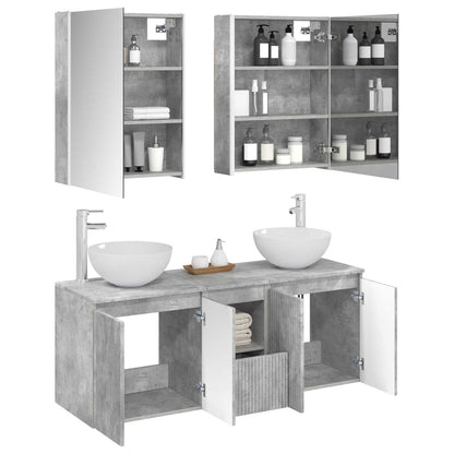 Bathroom Cabinet Set 5 pcs Concrete Grey 53 x 15.5 x 70 cm