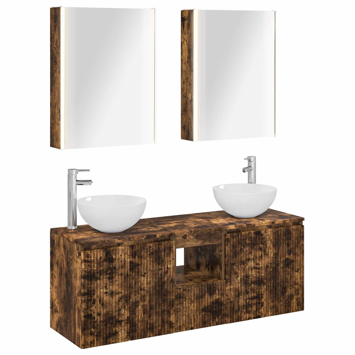 Bathroom Cabinet Set 5 pcs Smoked Oak 53 x 15.5 x 70 cm