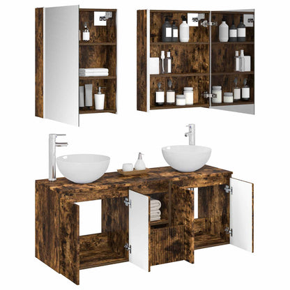 Bathroom Cabinet Set 5 pcs Smoked Oak 53 x 15.5 x 70 cm