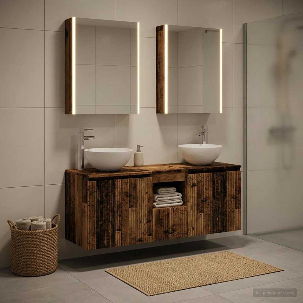 Bathroom Cabinet Set 5 pcs Old Wood Engineered Wood