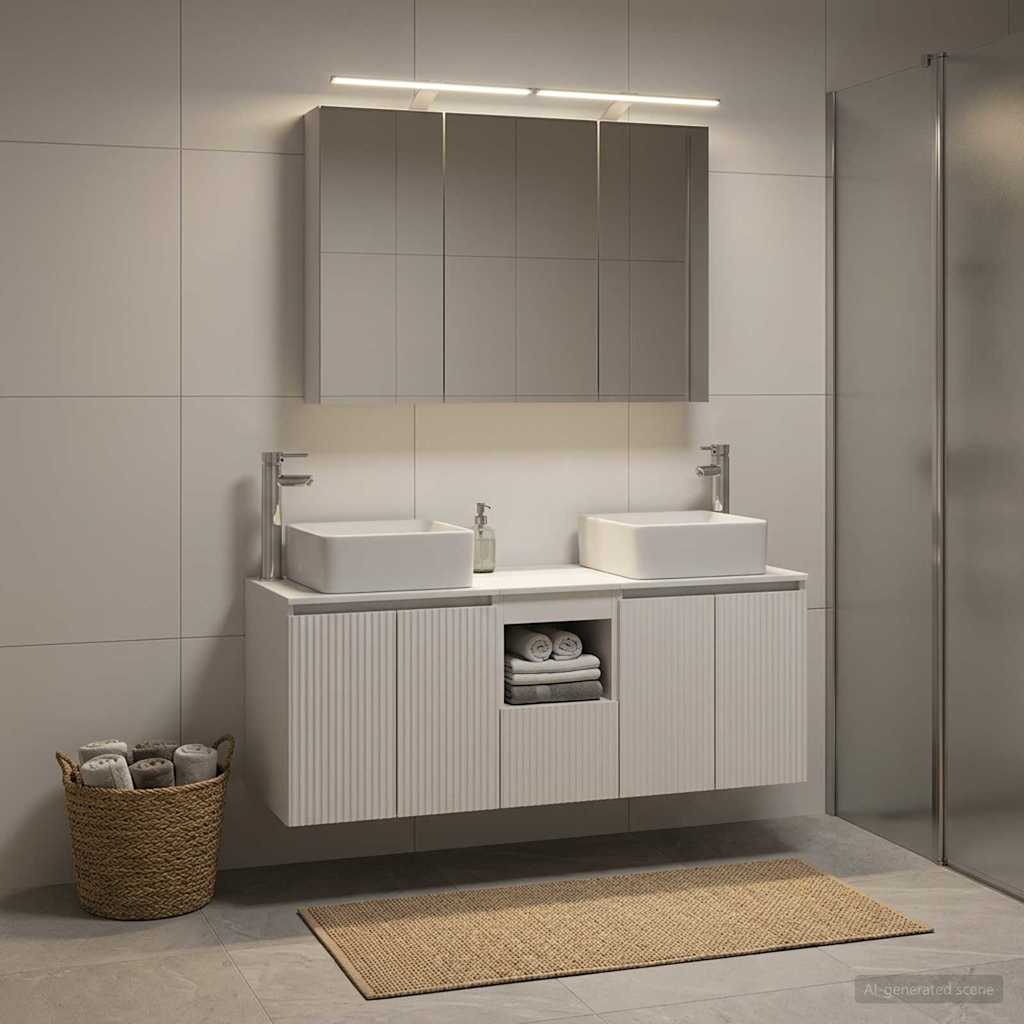 Bathroom Cabinet Set 4 pcs White Engineered Wood