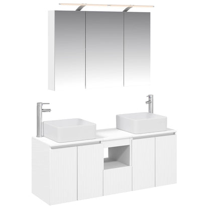 Bathroom Cabinet Set 4 pcs White Engineered Wood