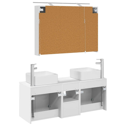 Bathroom Cabinet Set 4 pcs White Engineered Wood