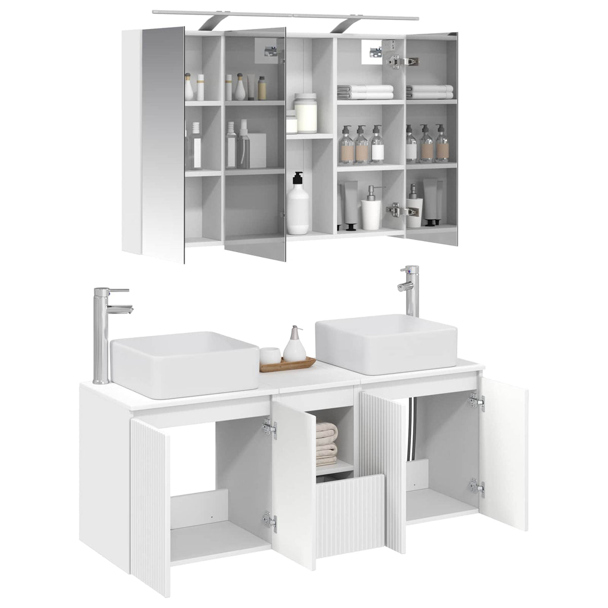 Bathroom Cabinet Set 4 pcs White Engineered Wood