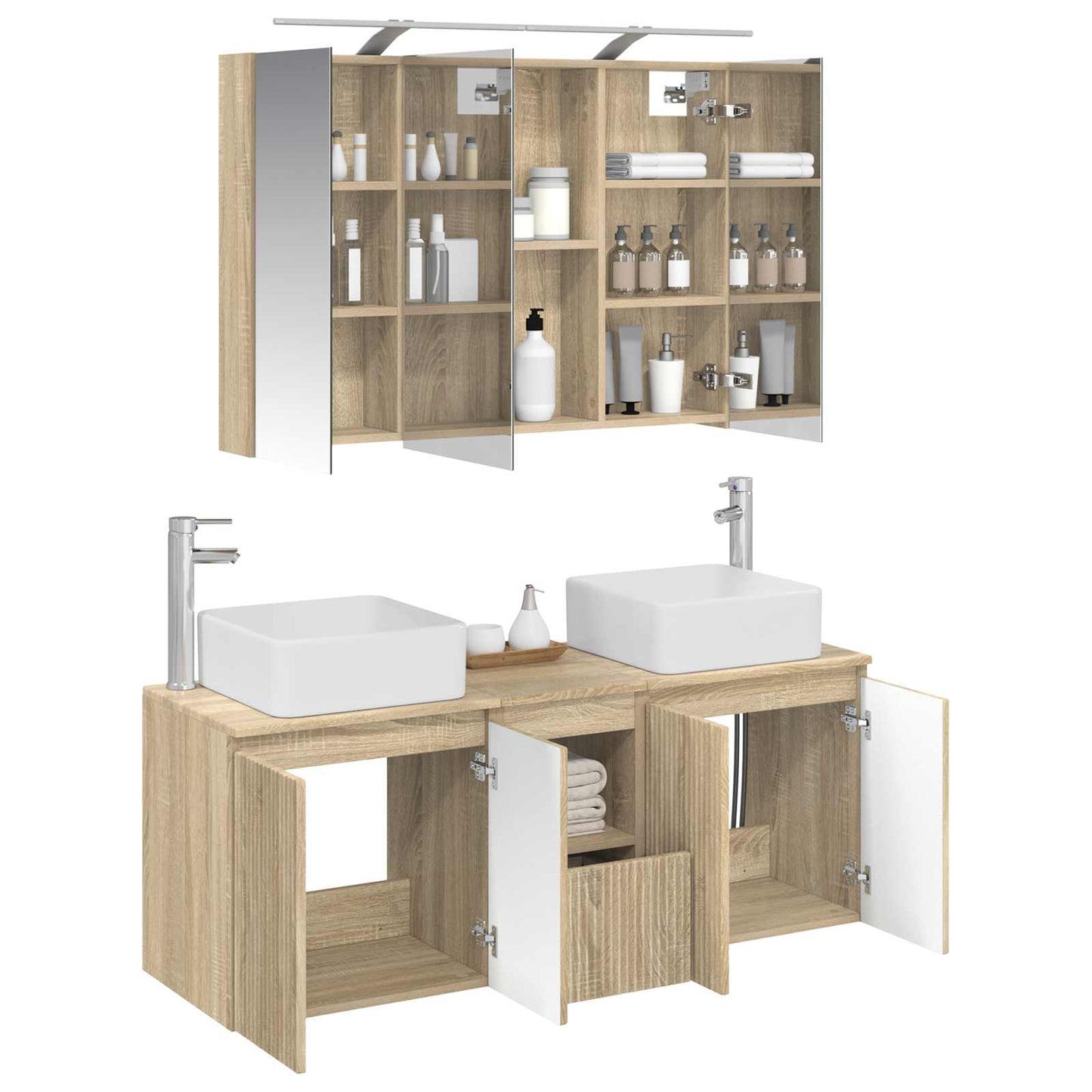 Bathroom Cabinet Set 4 pcs Sonoma Oak Engineered Wood