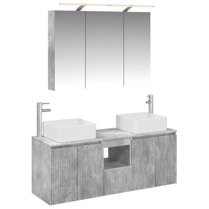 Bathroom Cabinet Set 4 pcs Concrete Grey 100 x 14.5 x 70 cm