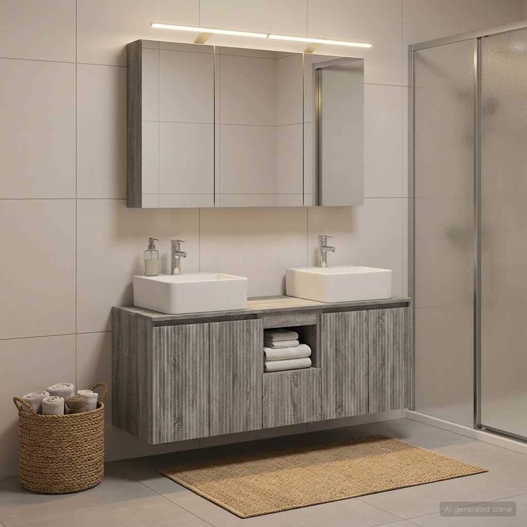 Bathroom Cabinet Set 4 pcs Grey Sonoma Engineered Wood
