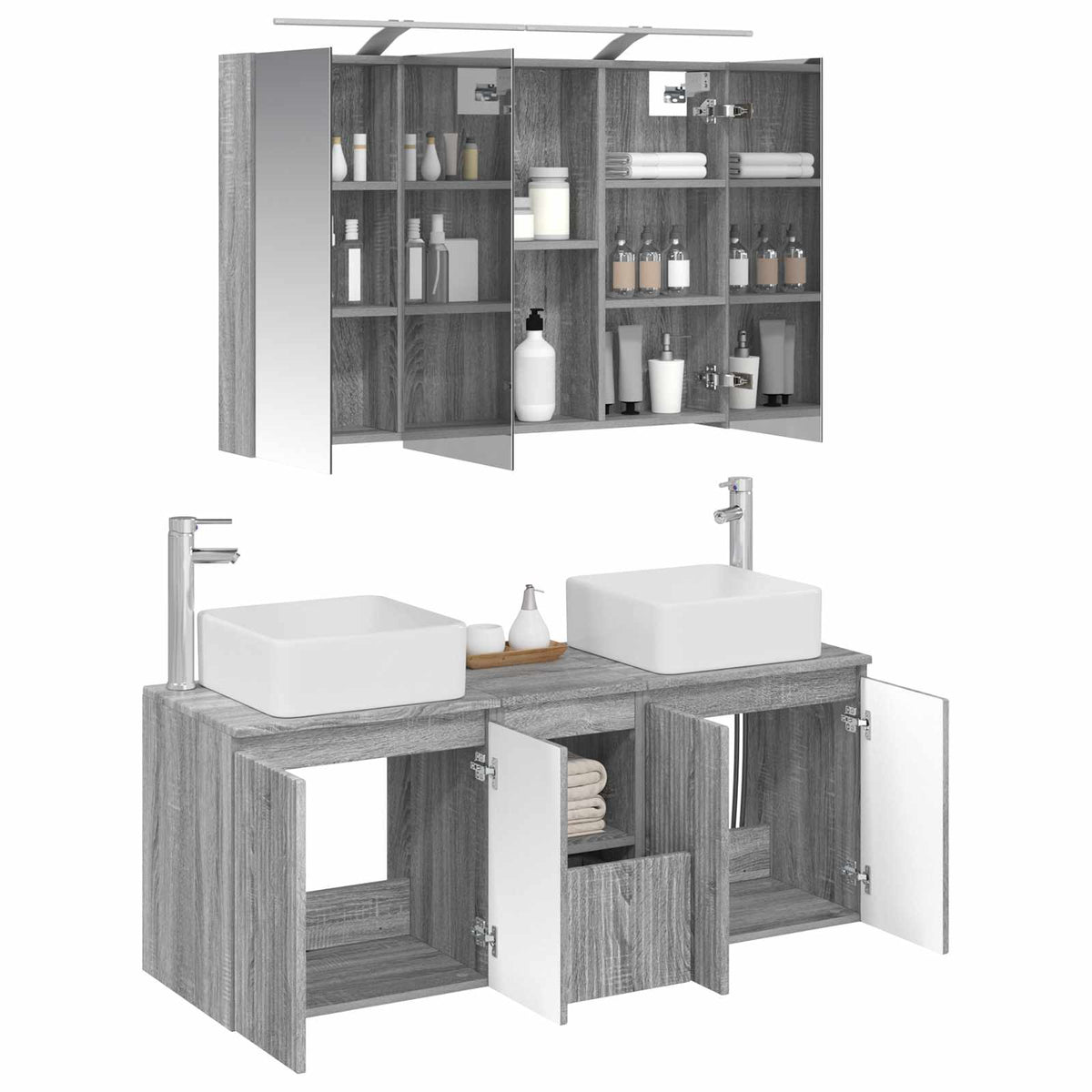 Bathroom Cabinet Set 4 pcs Grey Sonoma Engineered Wood
