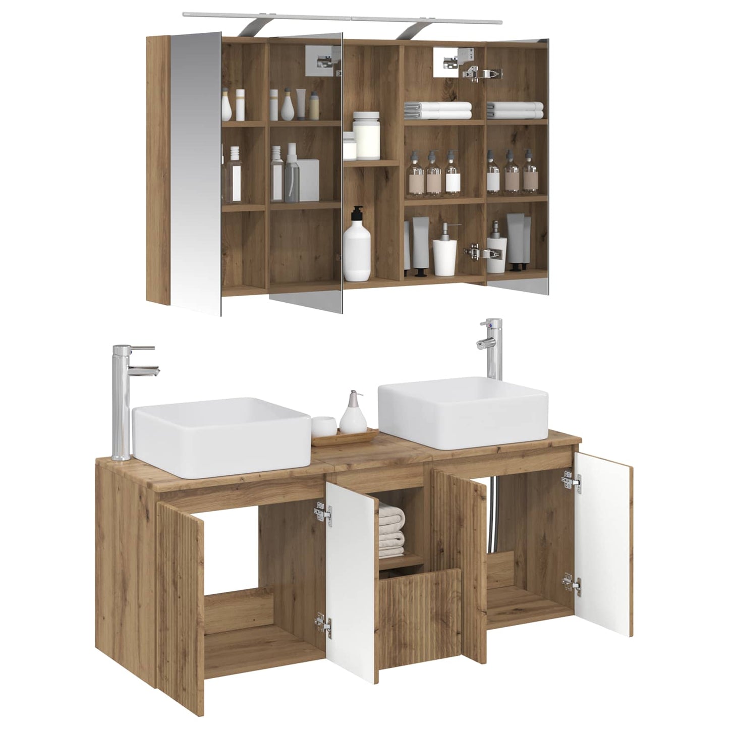 Bathroom Cabinet Set 4 pcs Artisan Oak Engineered Wood