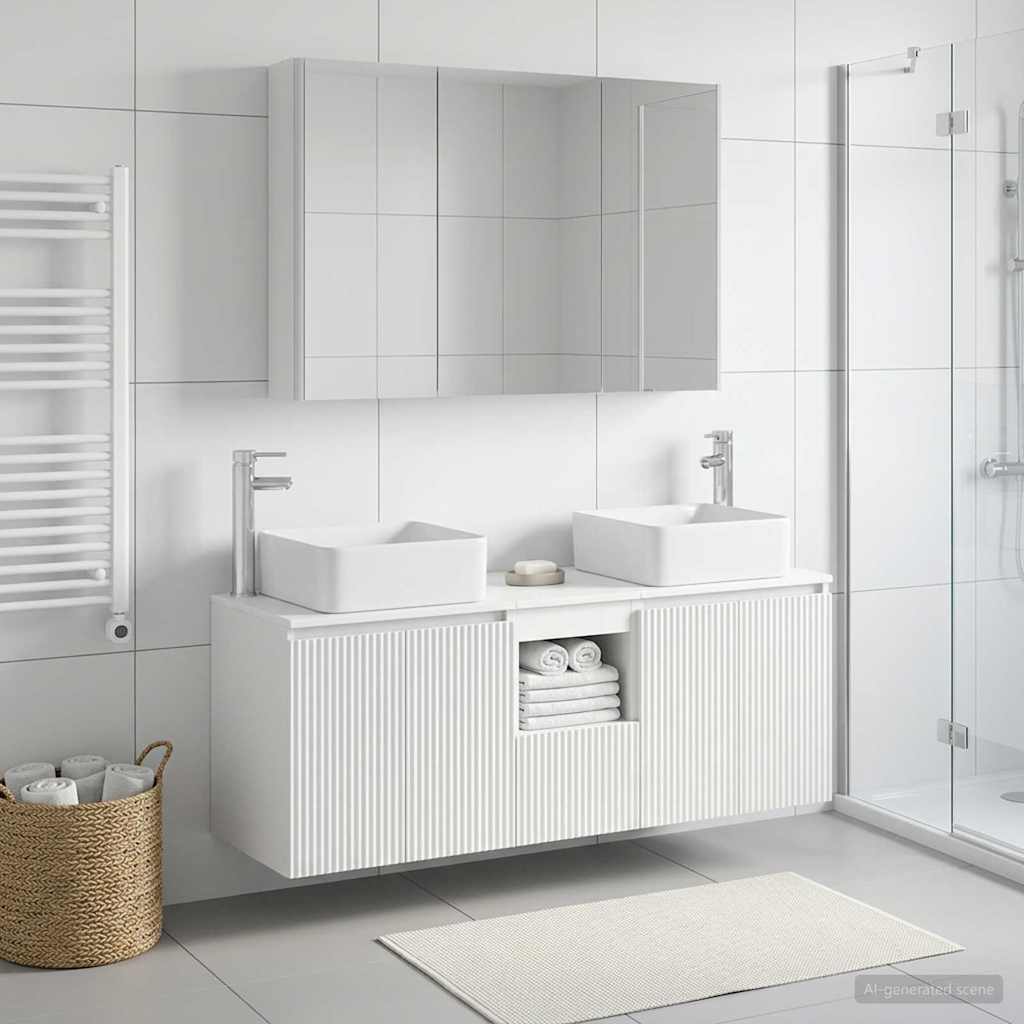 Bathroom Cabinet Set 4 pcs White Engineered Wood