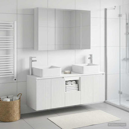 Bathroom Cabinet Set 4 pcs White Engineered Wood