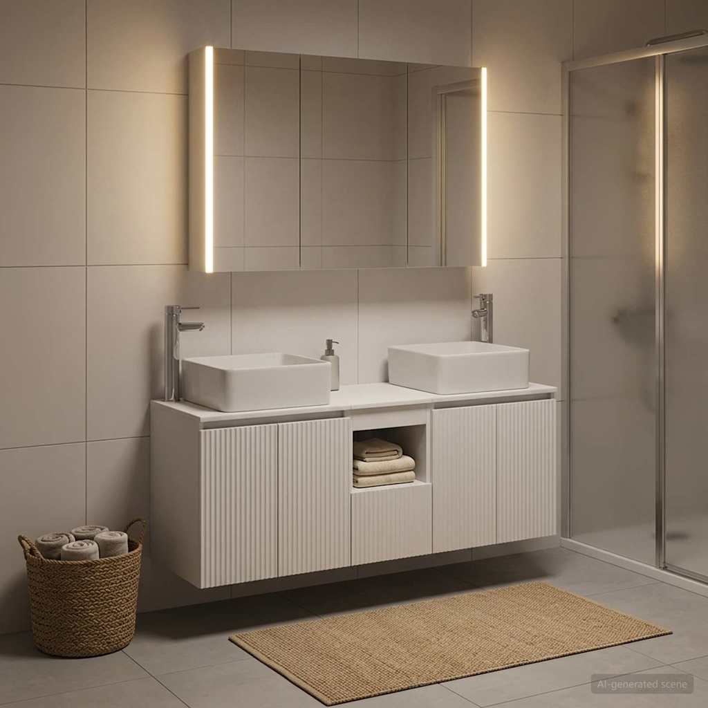 Bathroom Cabinet Set 4 pcs White Engineered Wood