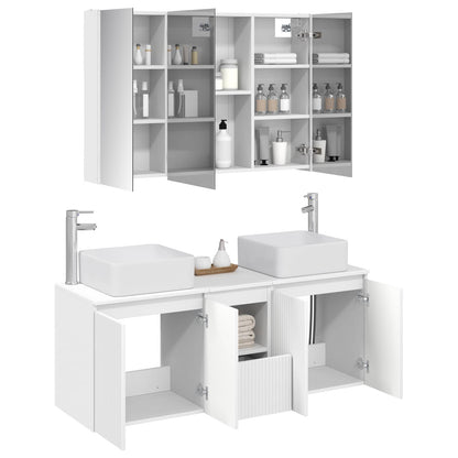 Bathroom Cabinet Set 4 pcs White Engineered Wood