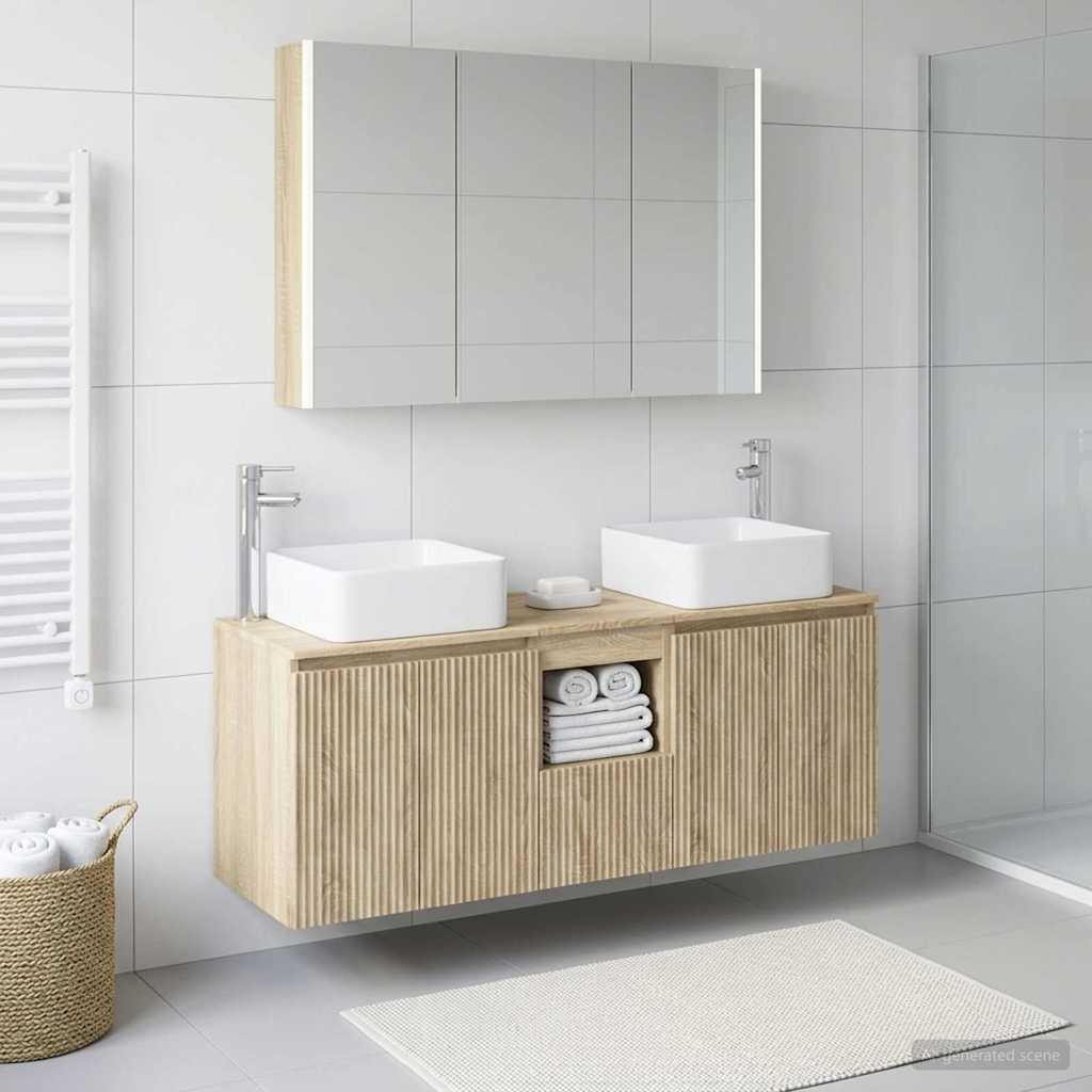 Bathroom Cabinet Set 4 pcs Sonoma Oak Engineered Wood