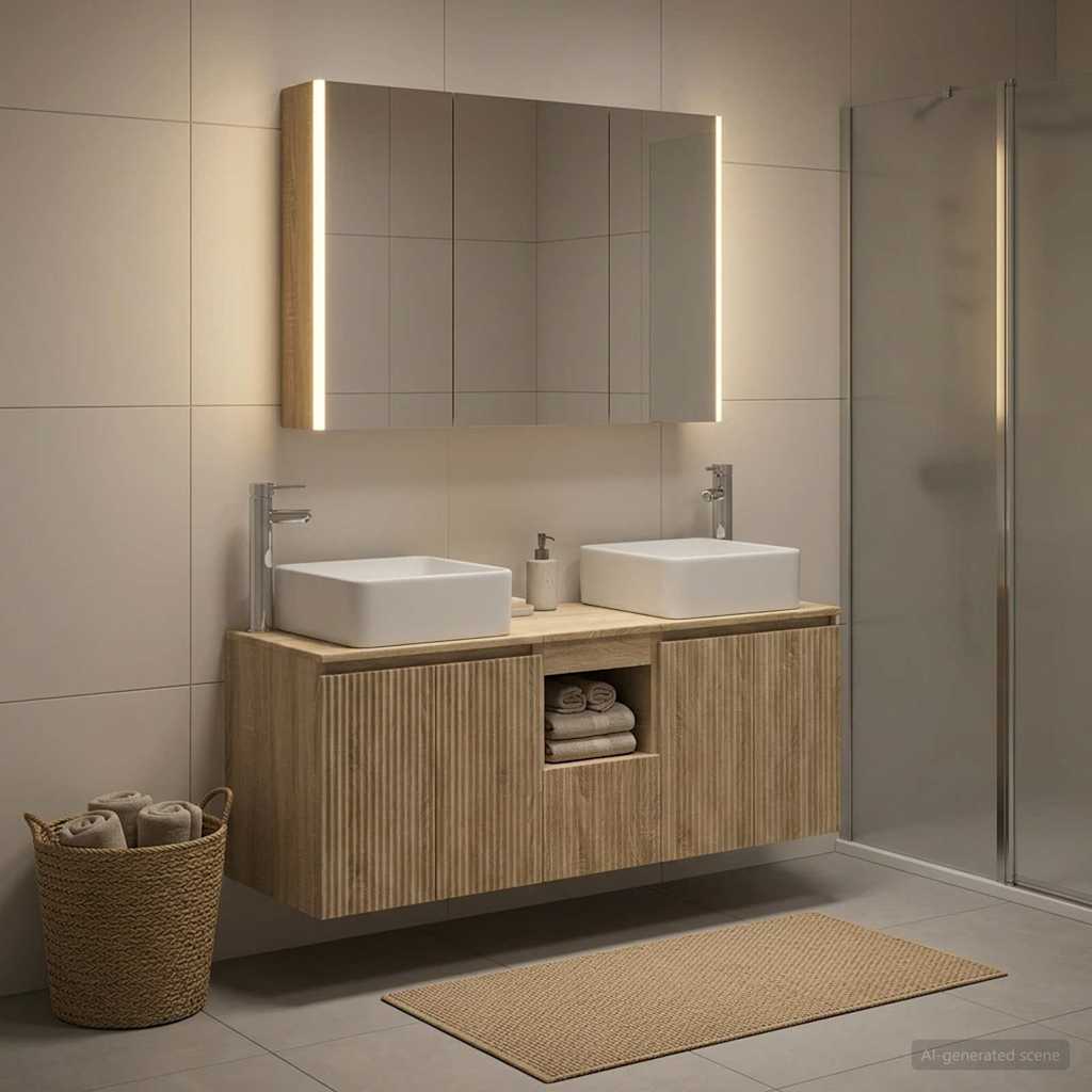 Bathroom Cabinet Set 4 pcs Sonoma Oak Engineered Wood