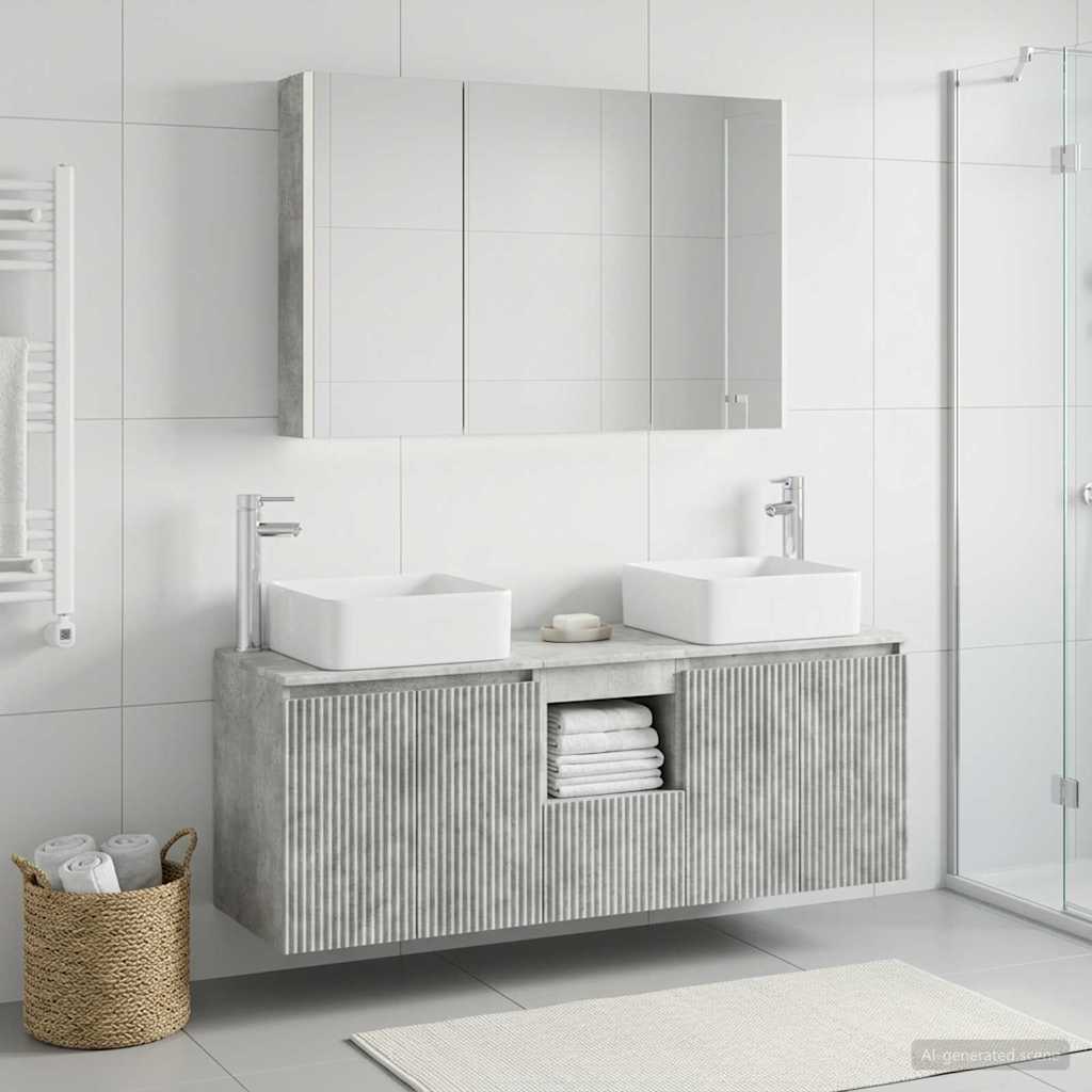 Bathroom Cabinet Set 4 pcs Concrete Grey Engineered Wood