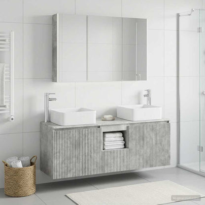 Bathroom Cabinet Set 4 pcs Concrete Grey Engineered Wood