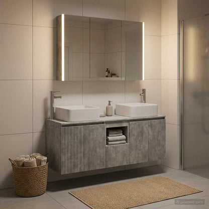 Bathroom Cabinet Set 4 pcs Concrete Grey Engineered Wood