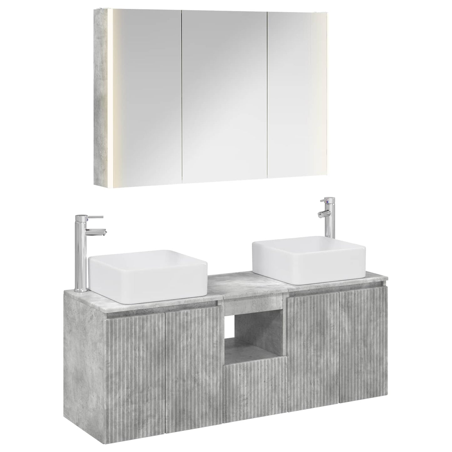 Bathroom Cabinet Set 4 pcs Concrete Grey Engineered Wood