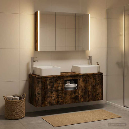 Bathroom Cabinet Set 4 pcs Smoked Oak Engineered Wood
