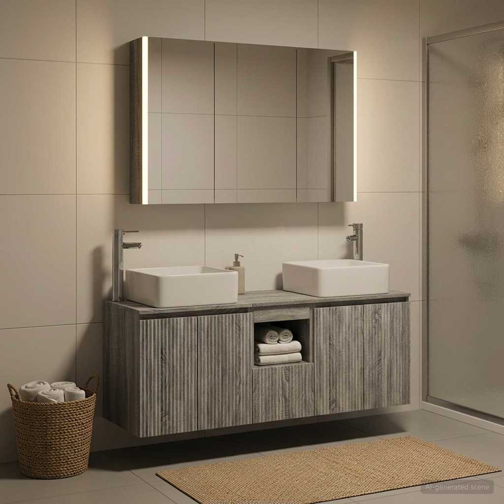 Bathroom Cabinet Set 4 pcs Grey Sonoma Engineered Wood