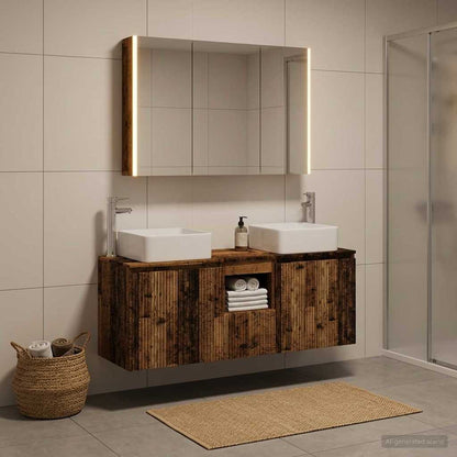 Bathroom Cabinet Set 4 pcs Old Wood Engineered Wood