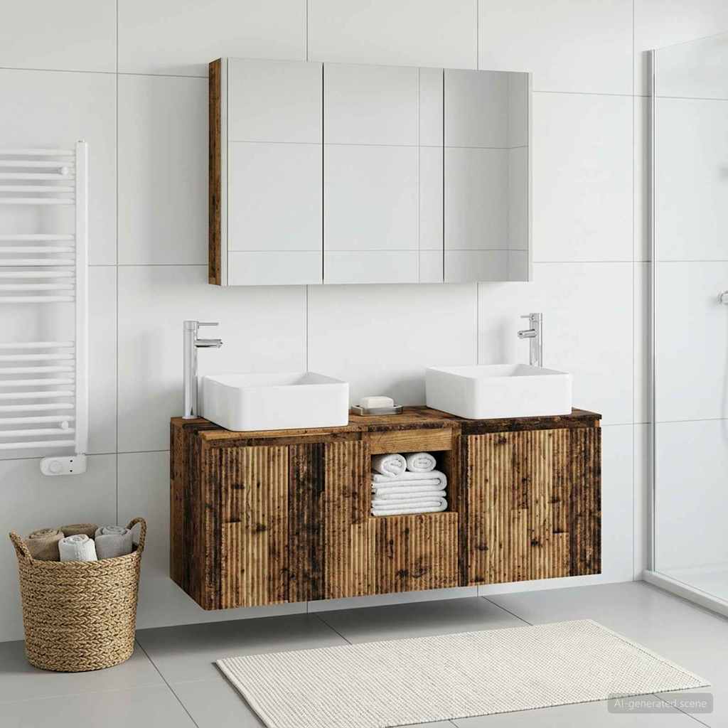 Bathroom Cabinet Set 4 pcs Old Wood Engineered Wood