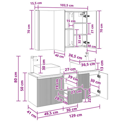 Bathroom Cabinet Set 4 pcs Old Wood Engineered Wood