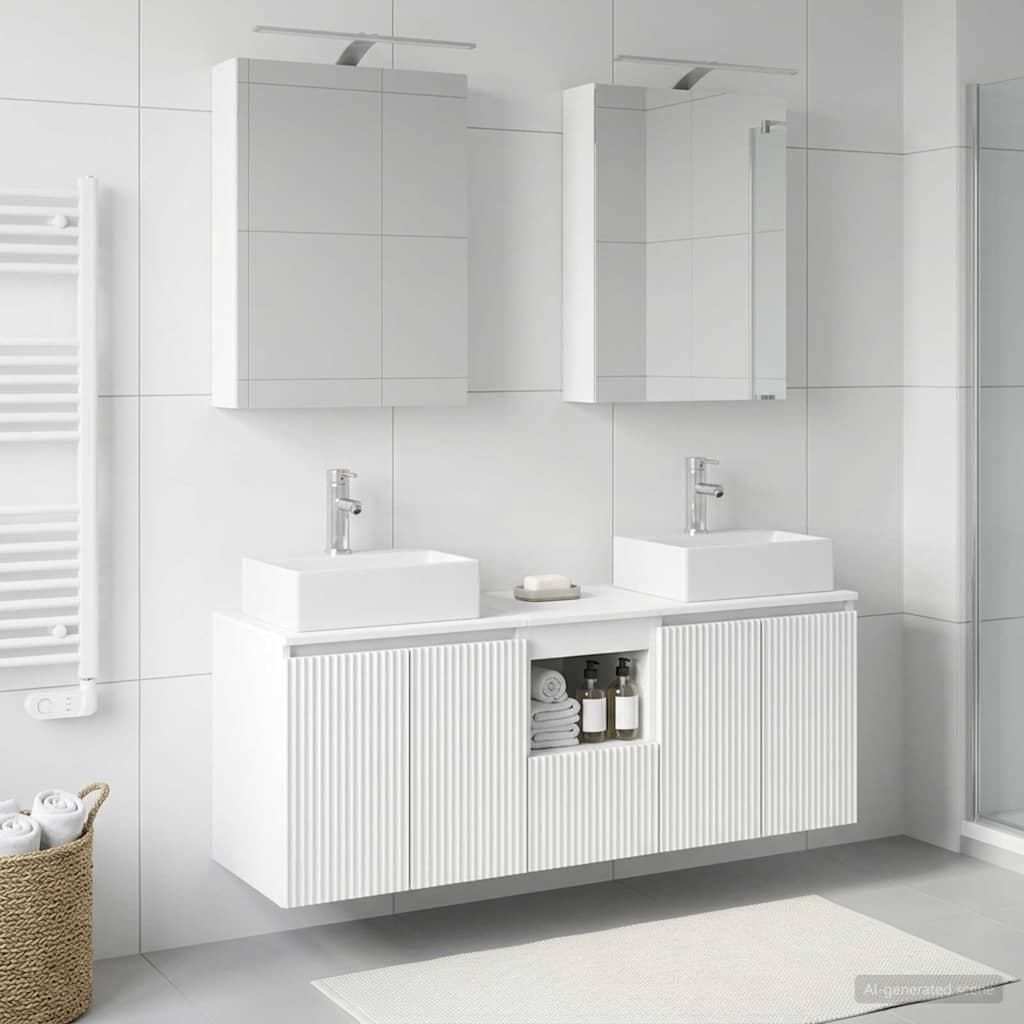 Bathroom Cabinet Set 5 pcs White Engineered Wood