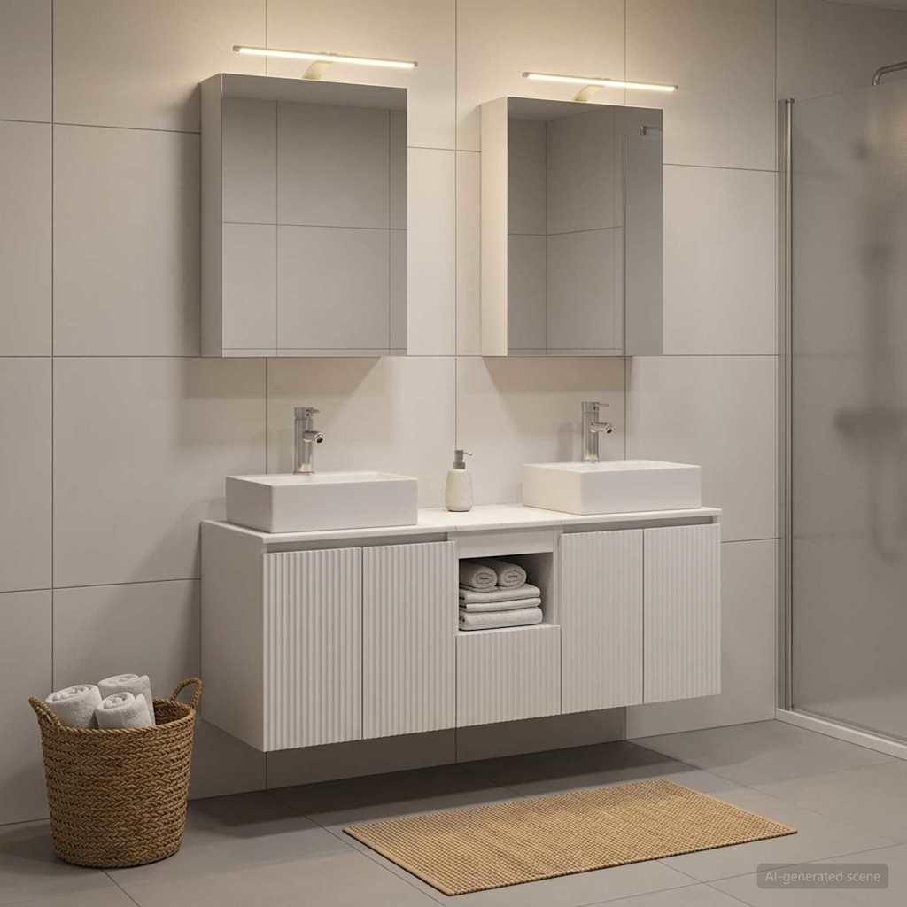 Bathroom Cabinet Set 5 pcs White Engineered Wood