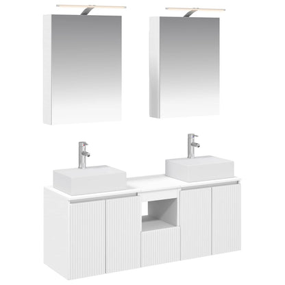 Bathroom Cabinet Set 5 pcs White Engineered Wood