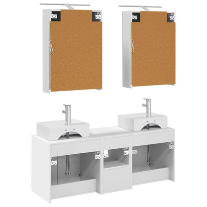 Bathroom Cabinet Set 5 pcs White Engineered Wood