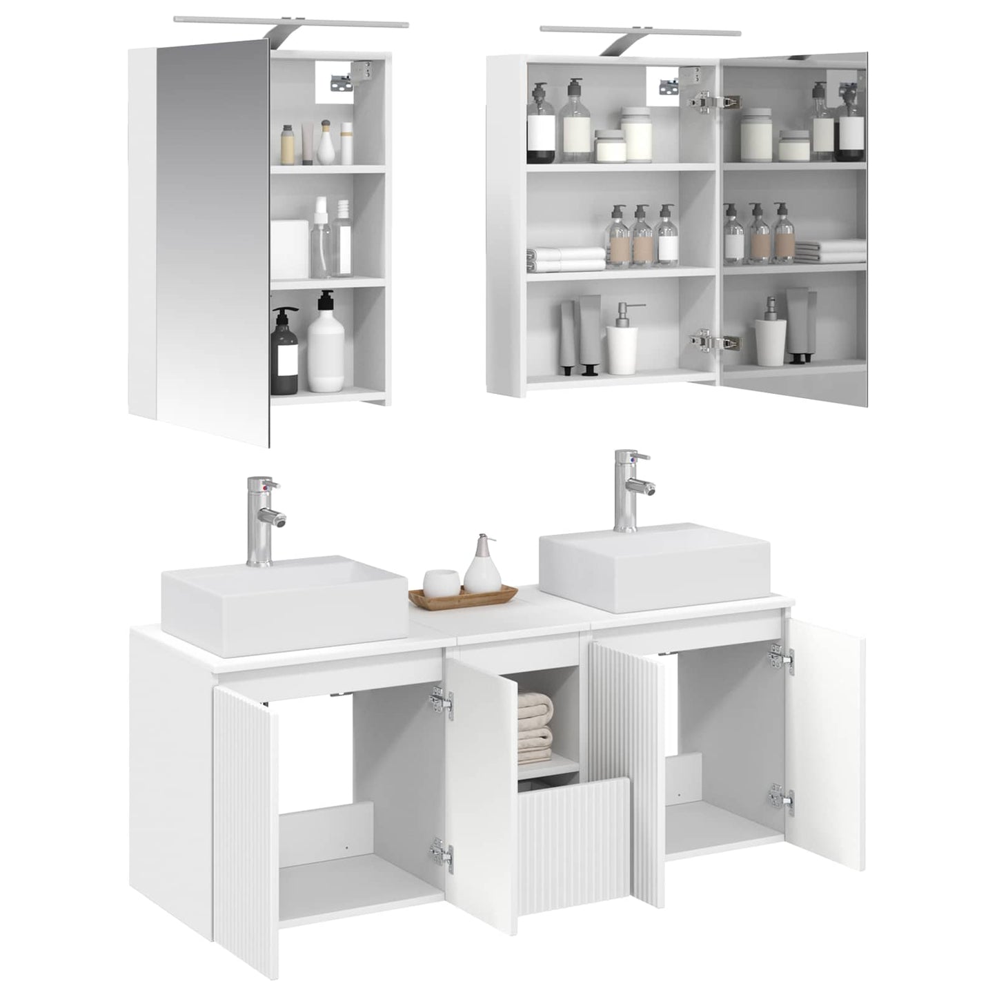 Bathroom Cabinet Set 5 pcs White Engineered Wood