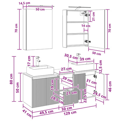 Bathroom Cabinet Set 5 pcs Concrete Grey Engineered Wood