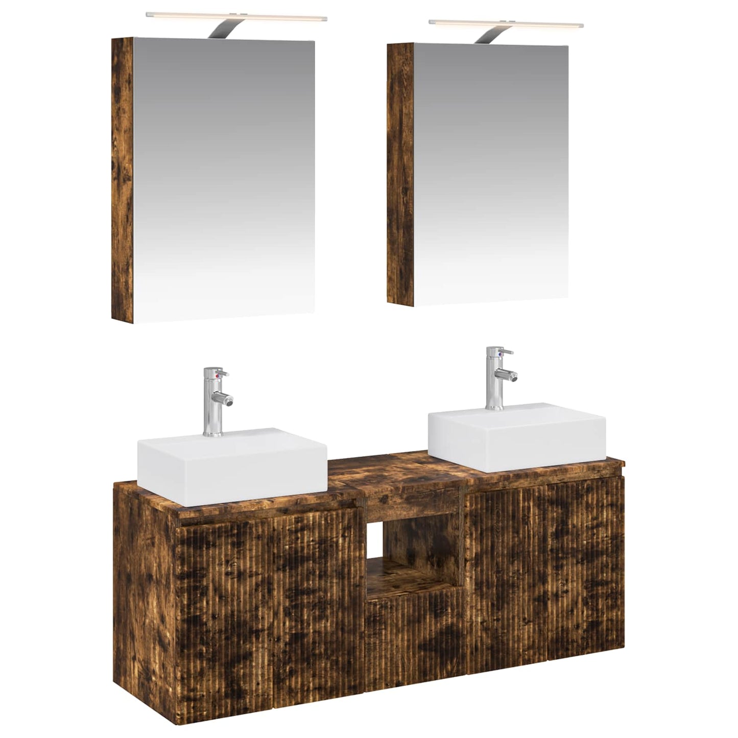 Bathroom Cabinet Set 5 pcs Smoked Oak Engineered Wood